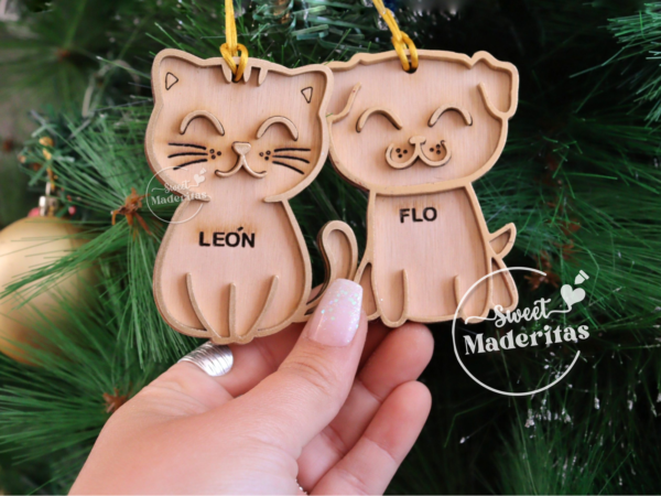 Navidad Mascotas madera con nombre